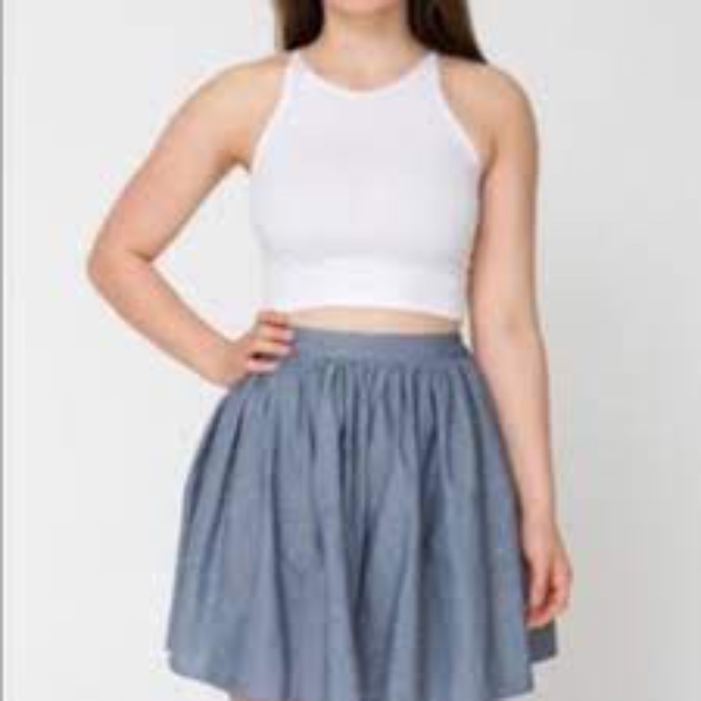 American Apparel Blue Chambray Flounce Skirt. Small.
